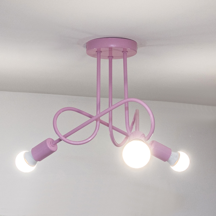 Stropni luster OXFORD 3xE27/15W/230V ružičasta