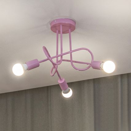 Stropni luster OXFORD 3xE27/15W/230V ružičasta