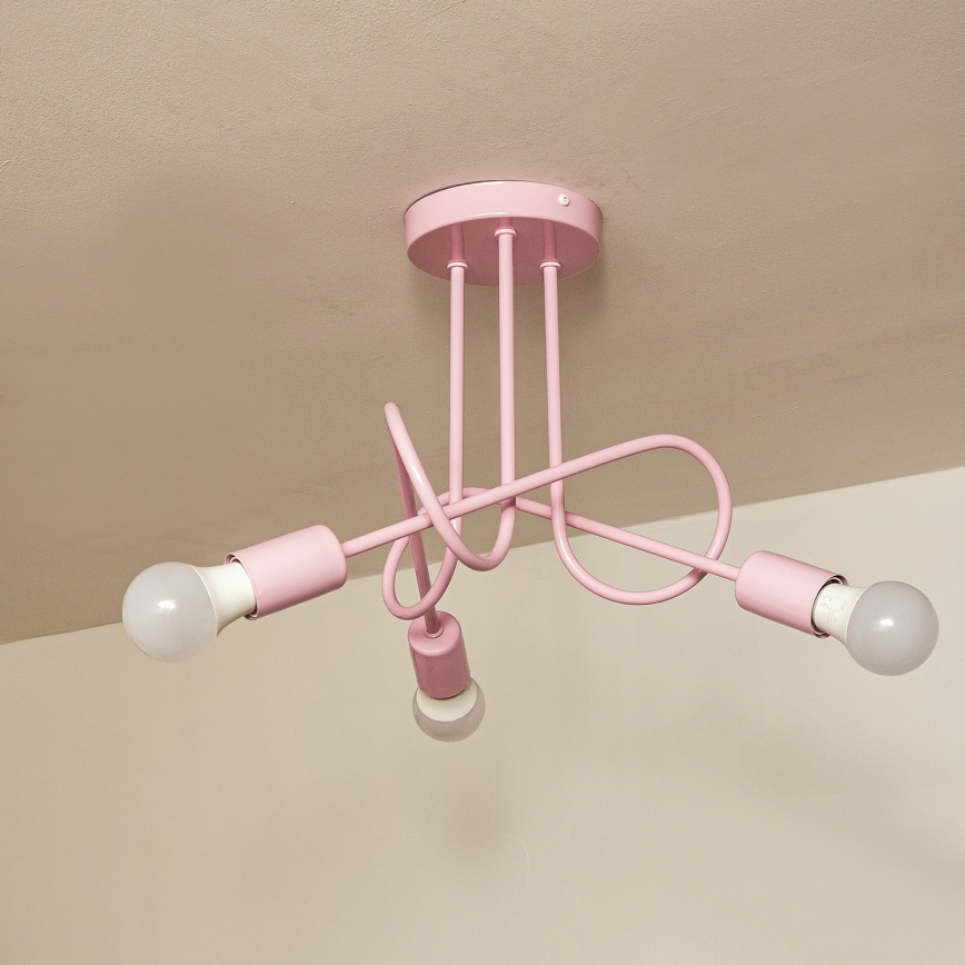 Stropni luster OXFORD 3xE27/15W/230V ružičasta