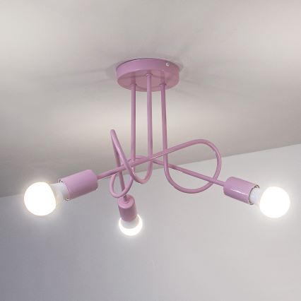 Stropni luster OXFORD 3xE27/15W/230V ružičasta