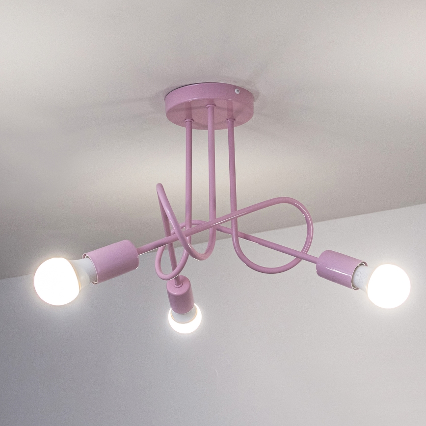Stropni luster OXFORD 3xE27/15W/230V ružičasta