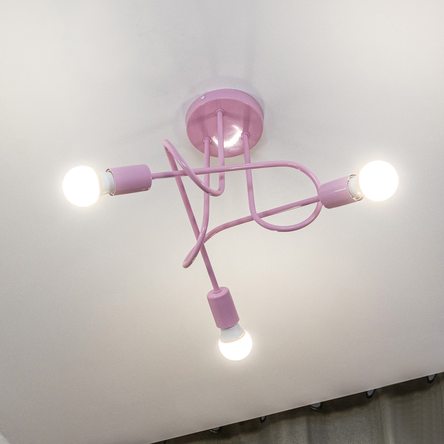 Stropni luster OXFORD 3xE27/15W/230V ružičasta