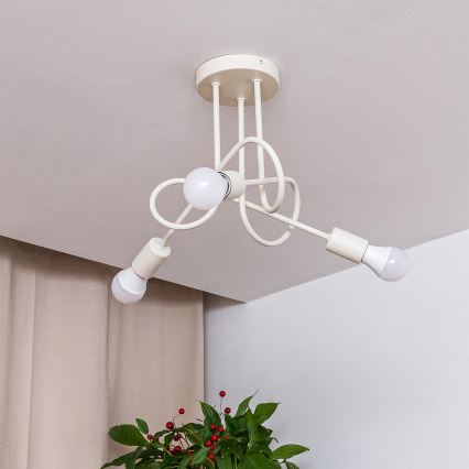 Stropni luster OXFORD 3xE27/15W/230V u krem boji