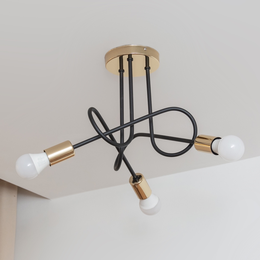 Stropni luster OXFORD 3xE27/15W/230V zlatna/crna