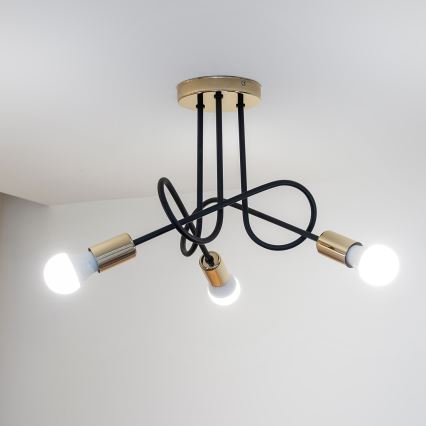 Stropni luster OXFORD 3xE27/15W/230V zlatna/crna