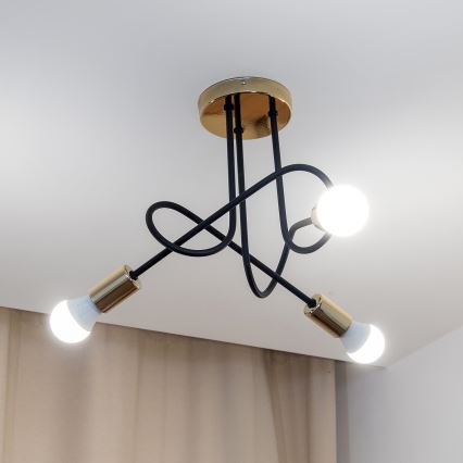 Stropni luster OXFORD 3xE27/15W/230V zlatna/crna