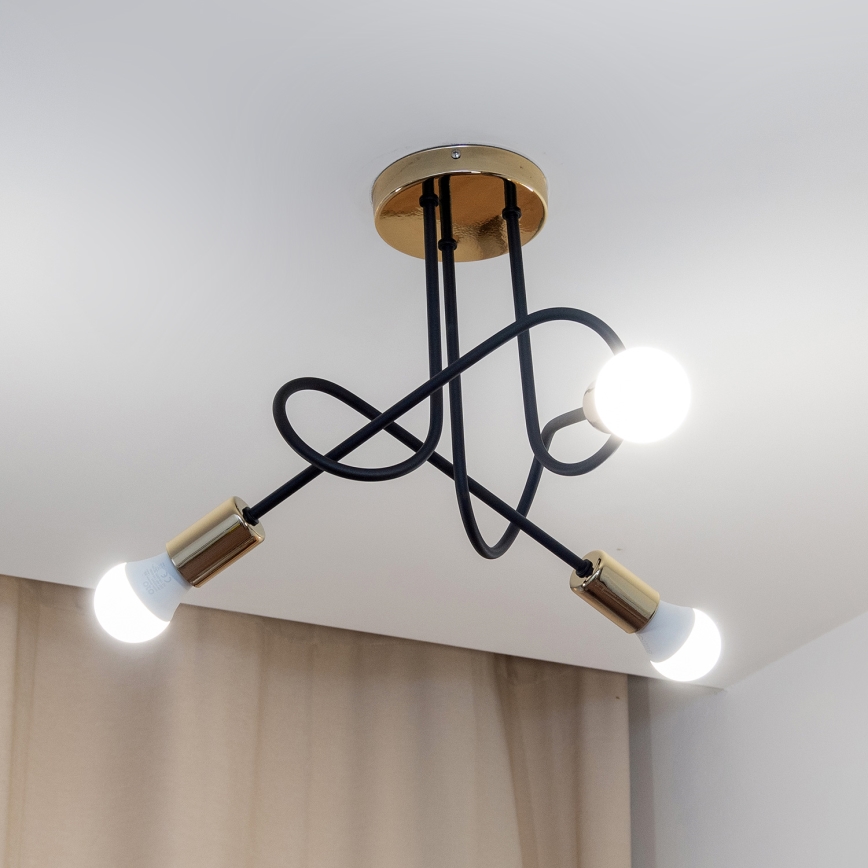Stropni luster OXFORD 3xE27/15W/230V zlatna/crna