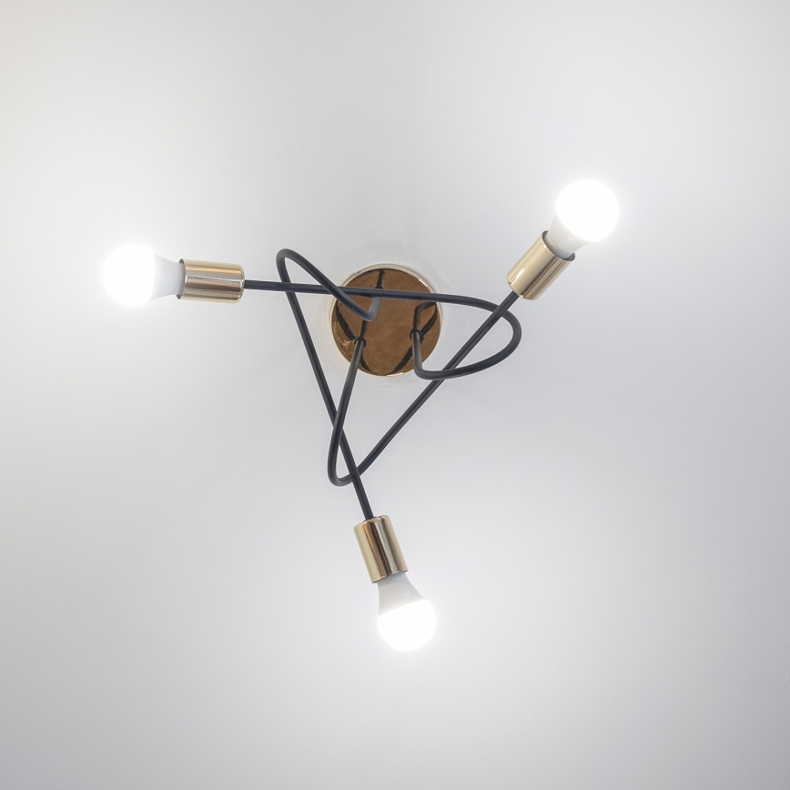Stropni luster OXFORD 3xE27/15W/230V zlatna/crna