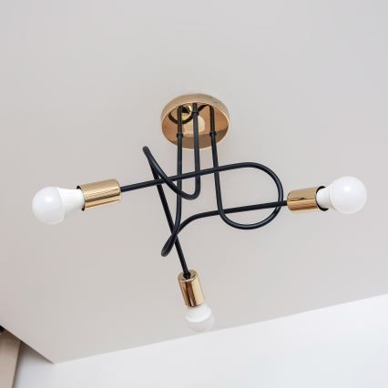 Stropni luster OXFORD 3xE27/15W/230V zlatna/crna