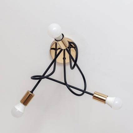 Stropni luster OXFORD 3xE27/15W/230V zlatna/crna