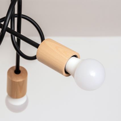 Stropni luster OXFORD 5xE27/15W/230V borovina/crna