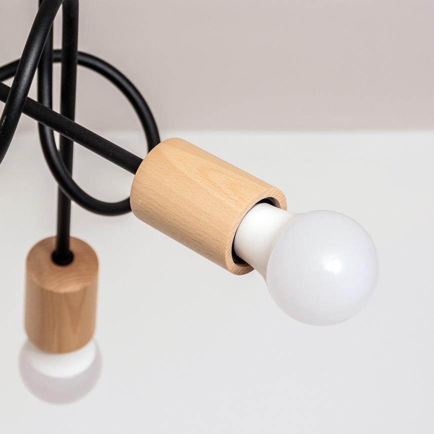 Stropni luster OXFORD 5xE27/15W/230V borovina/crna