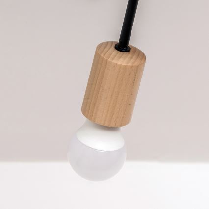 Stropni luster OXFORD 5xE27/15W/230V borovina/crna