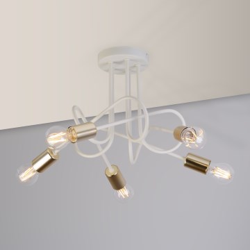 Stropni luster OXFORD 5xE27/15W/230V mesing/bijela