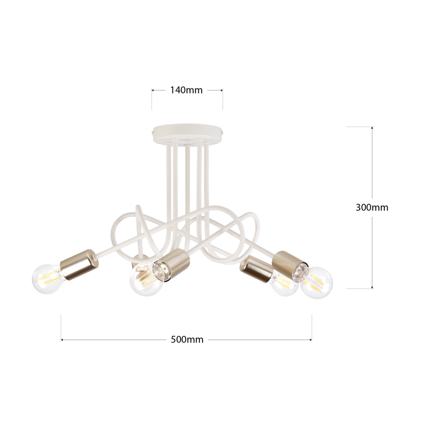 Stropni luster OXFORD 5xE27/15W/230V mesing/bijela