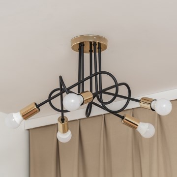 Stropni luster OXFORD 5xE27/15W/230V zlatna/crna
