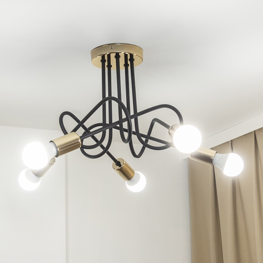 Stropni luster OXFORD 5xE27/15W/230V zlatna/crna