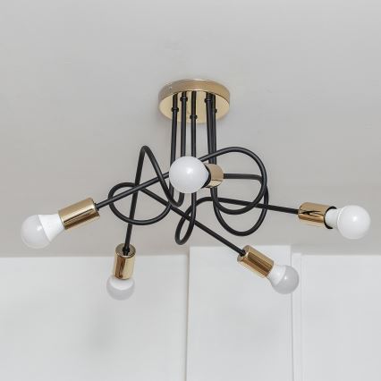 Stropni luster OXFORD 5xE27/15W/230V zlatna/crna