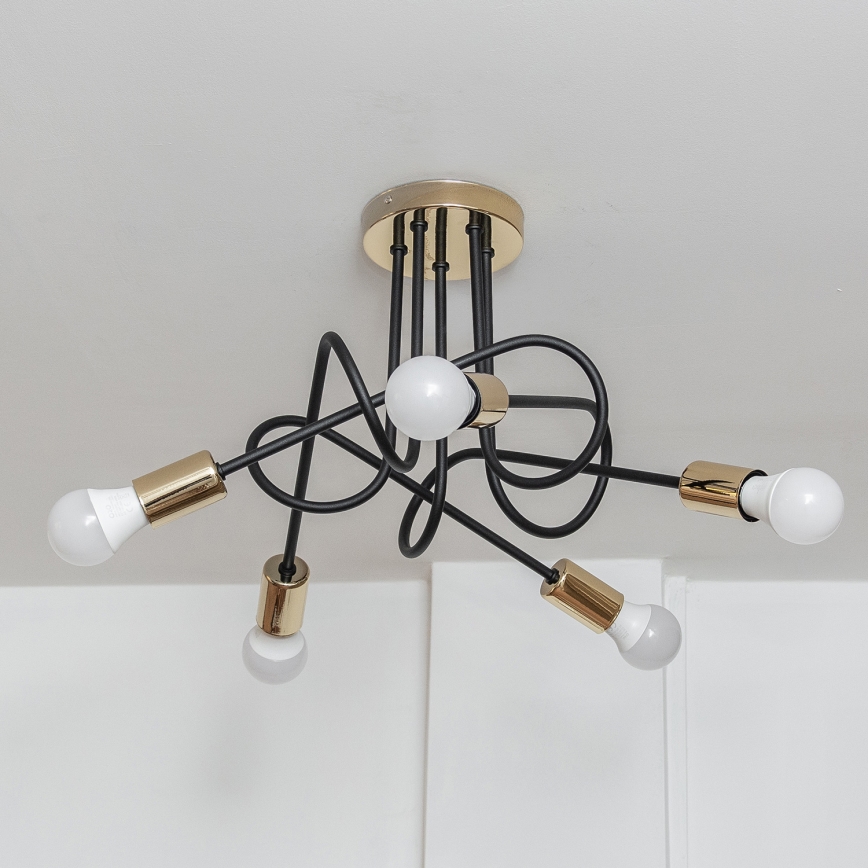 Stropni luster OXFORD 5xE27/15W/230V zlatna/crna