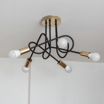 Stropni luster OXFORD 5xE27/15W/230V zlatna/crna
