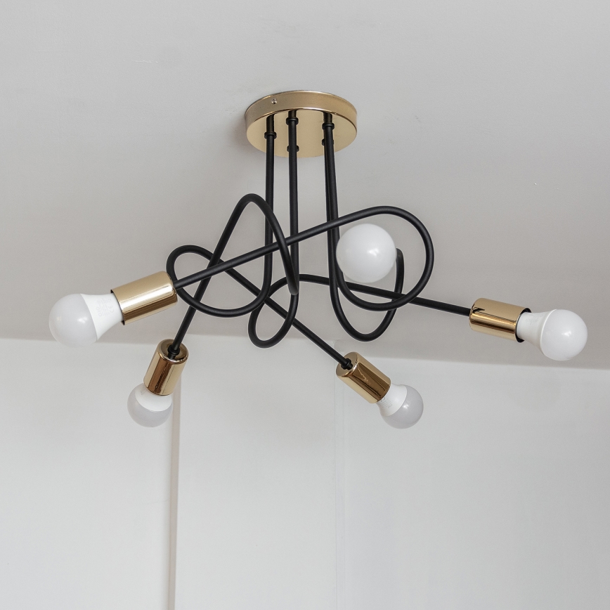 Stropni luster OXFORD 5xE27/15W/230V zlatna/crna