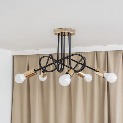 Stropni luster OXFORD 5xE27/15W/230V zlatna/crna