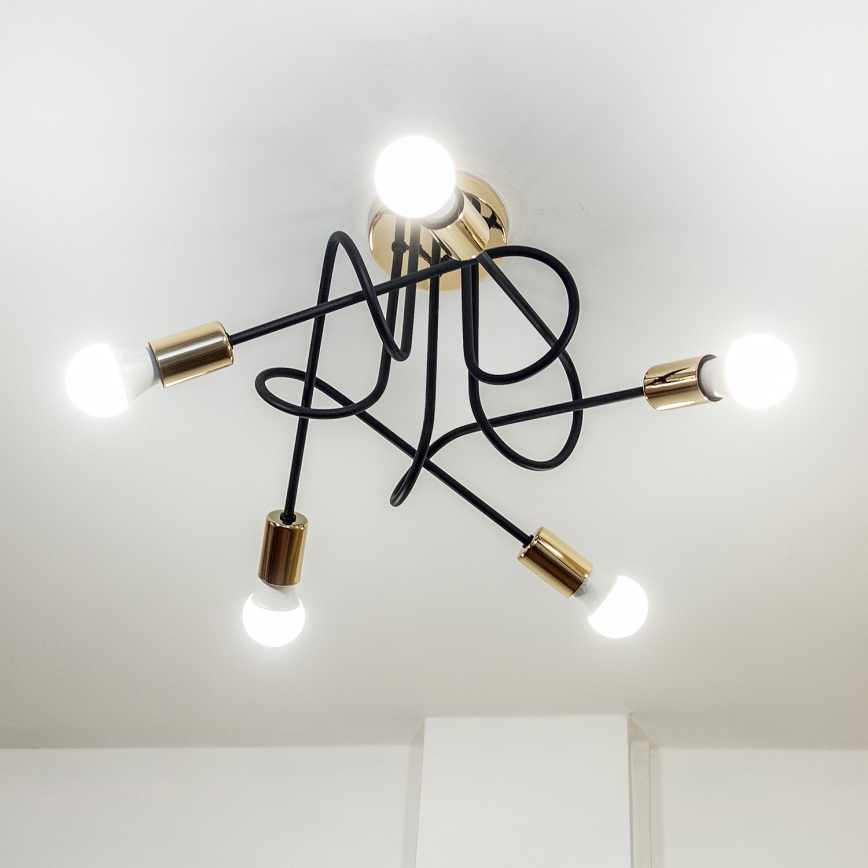 Stropni luster OXFORD 5xE27/15W/230V zlatna/crna
