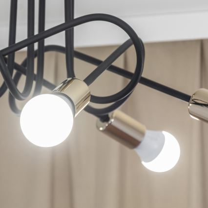 Stropni luster OXFORD 5xE27/15W/230V zlatna/crna