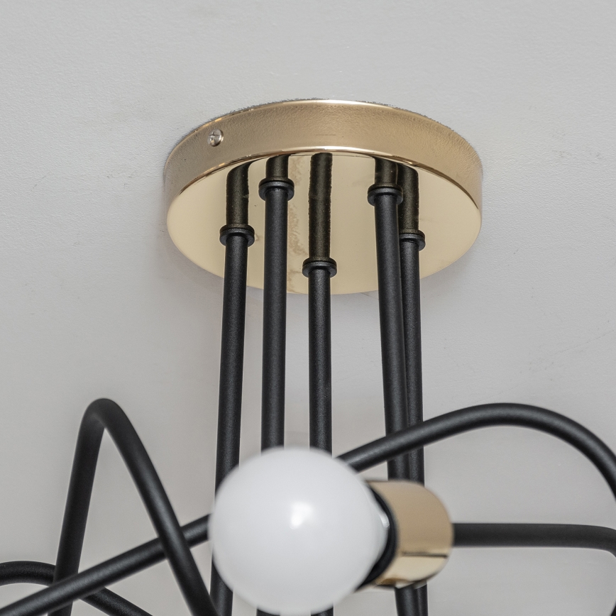 Stropni luster OXFORD 5xE27/15W/230V zlatna/crna
