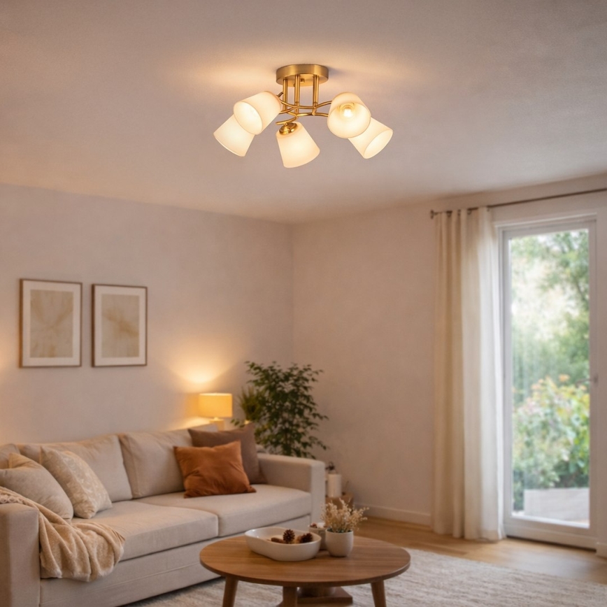 Stropni luster PAFOS za površinsku montažu 5xE27/15W/230V zlatni