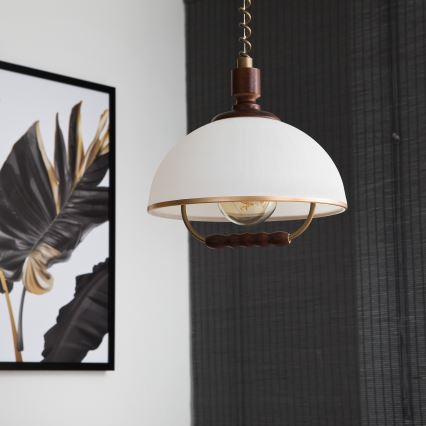 Sklopiva lampa RAMONA 1xE27/60W/230V bež/tamno smeđa/borovina