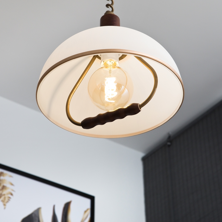 Sklopiva lampa RAMONA 1xE27/60W/230V bež/tamno smeđa/borovina