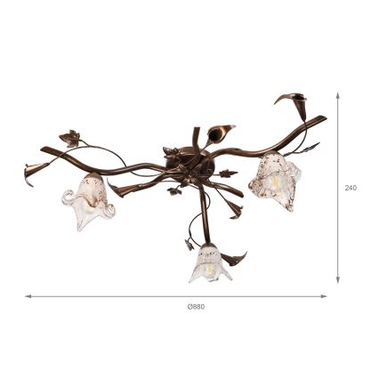 Stropni luster ROZETA 3xE14/40W/230V, brončani