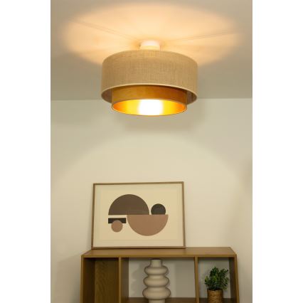 Stropni luster SARTA 1xE27/60W/230V Ø 45 cm bakrena/juta