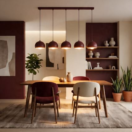Stropni luster SOOL 5xE27/15W/230V bordo