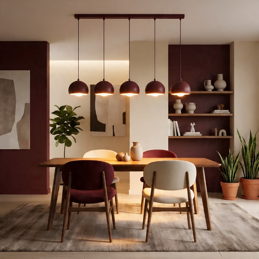 Stropni luster SOOL 5xE27/15W/230V bordo