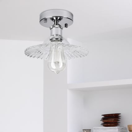 Stropni luster TRISH 1xE27/15W/230V, sjajni krom/prozirno