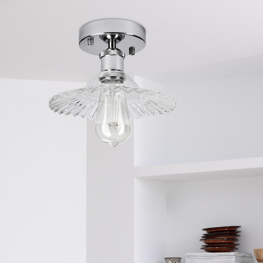 Stropni luster TRISH 1xE27/15W/230V, sjajni krom/prozirno