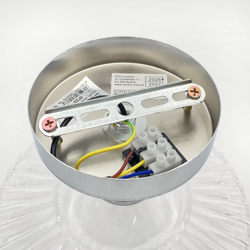 Stropni luster TRISH 1xE27/15W/230V, sjajni krom/prozirno