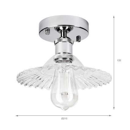 Stropni luster TRISH 1xE27/15W/230V, sjajni krom/prozirno