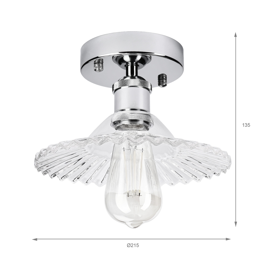 Stropni luster TRISH 1xE27/15W/230V, sjajni krom/prozirno