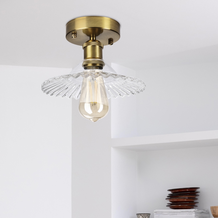 Stropni luster TRISH 1xE27/15W/230V zlatni/proziran
