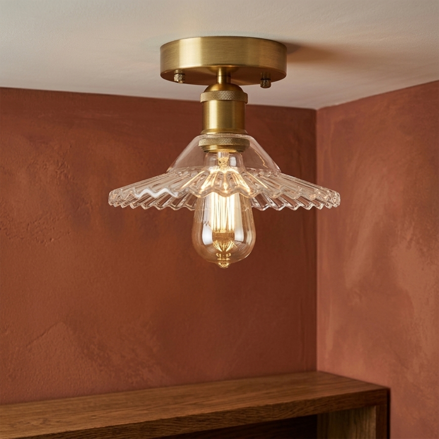 Stropni luster TRISH 1xE27/15W/230V zlatni/proziran