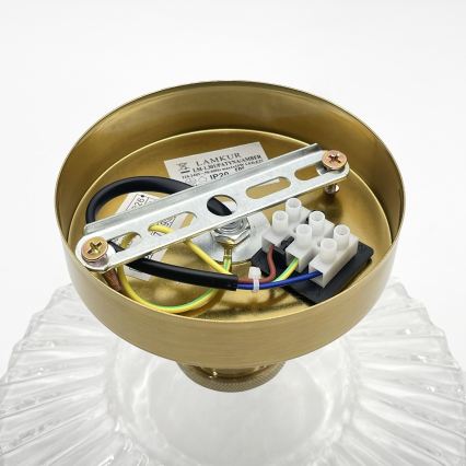 Stropni luster TRISH 1xE27/15W/230V zlatni/proziran