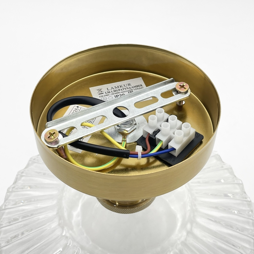 Stropni luster TRISH 1xE27/15W/230V zlatni/proziran