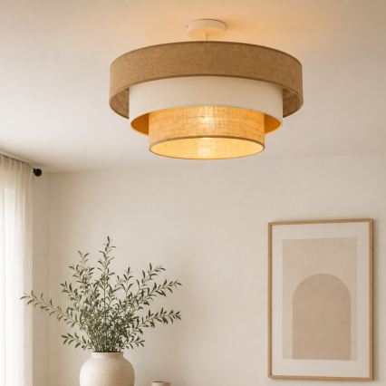 Stropni luster WENTA 1xE27/60W/230V, promjer 50 cm, juta/bež