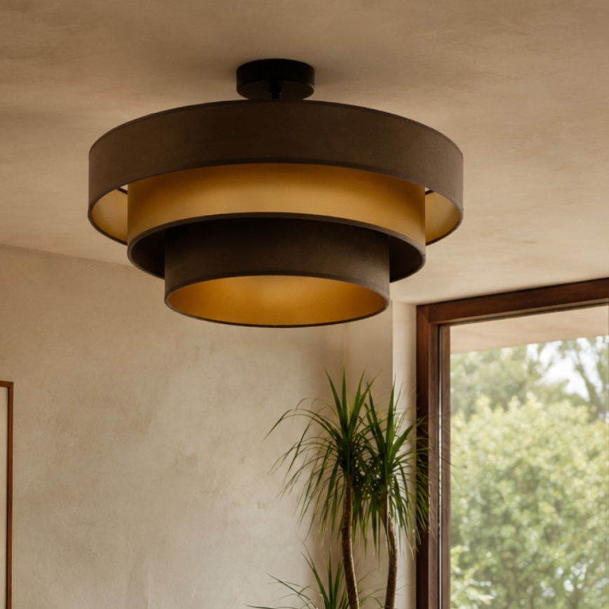 Stropni luster WENTA 1xE27/60W/230V, Ø 50 cm, smeđa/zlatna