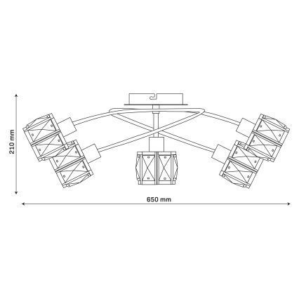 Stropni luster za površinsku montažu ZAHARA 5xE27/10W/230V crna