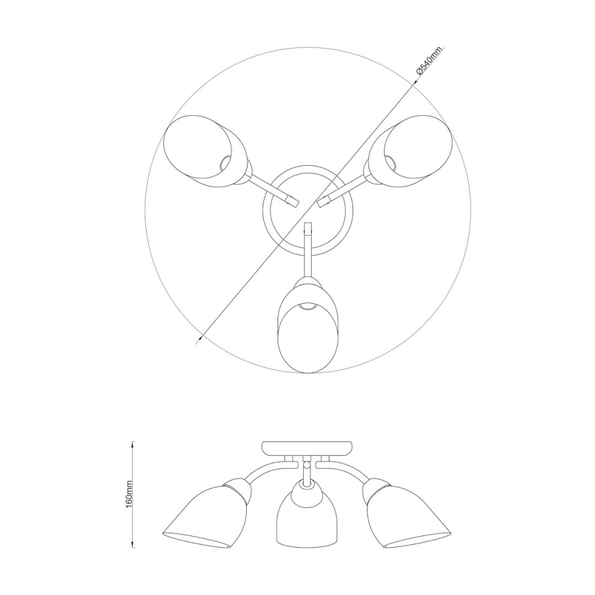 Stropni nadgradni luster PORTOS 3xE14/10W/230V, sjajni krom