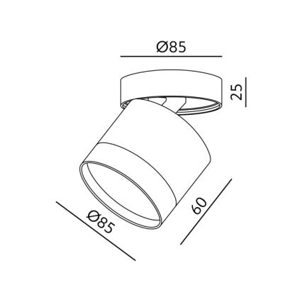 Stropni reflektor OH12F 1xGX53/35W/230V 8,5 cm crni